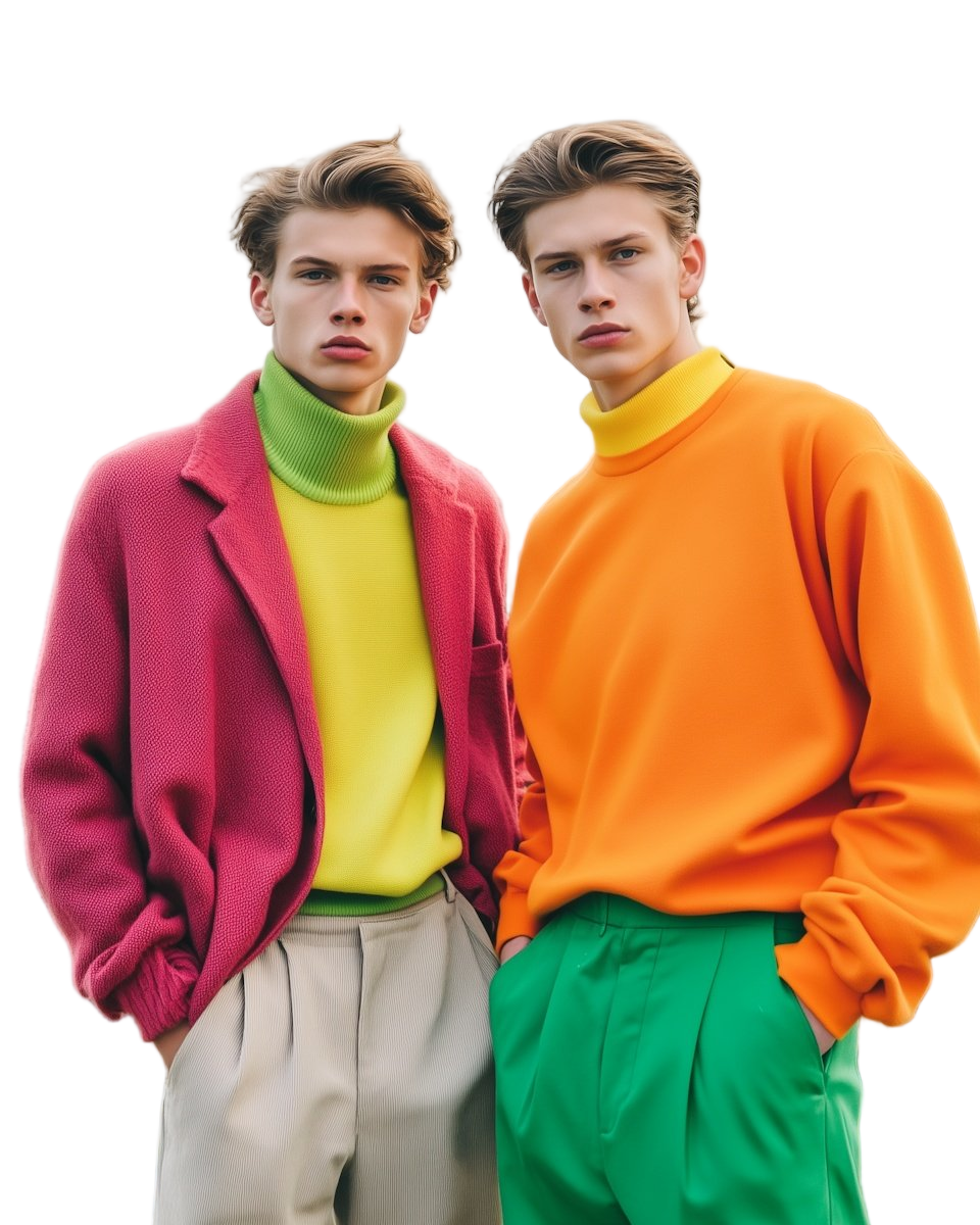 Fashion duo product photo after AI background removal with clean isolation