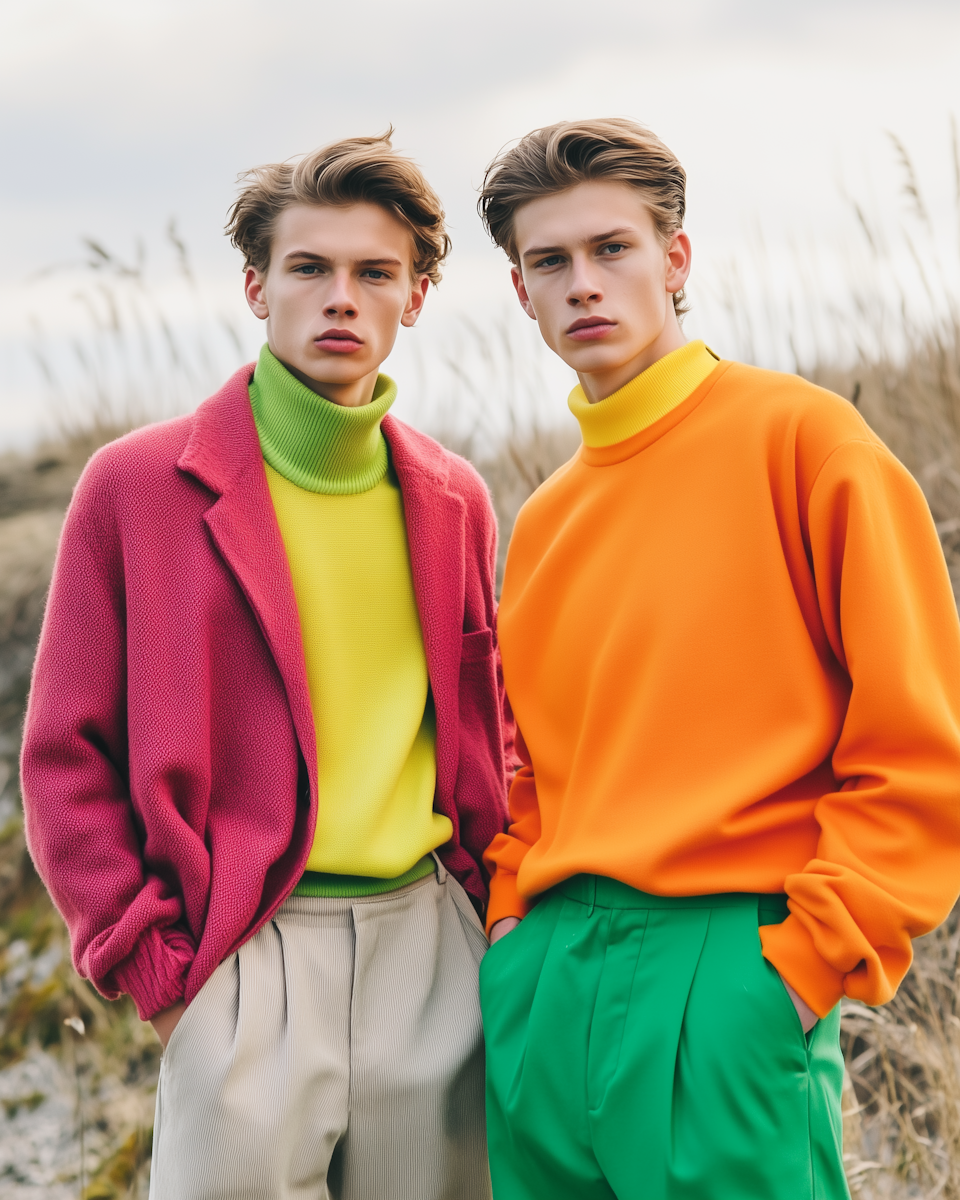 Fashion duo product photo before AI background removal