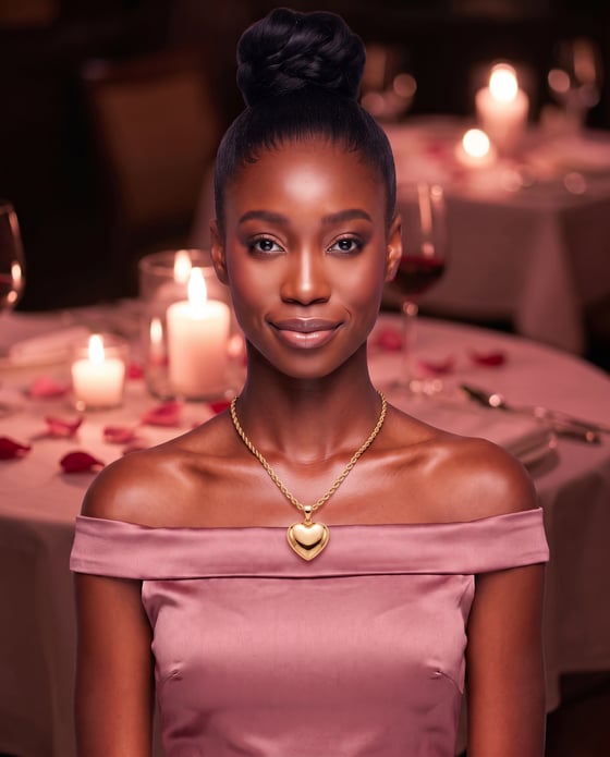 Puffed heart necklace · Valentine's date
