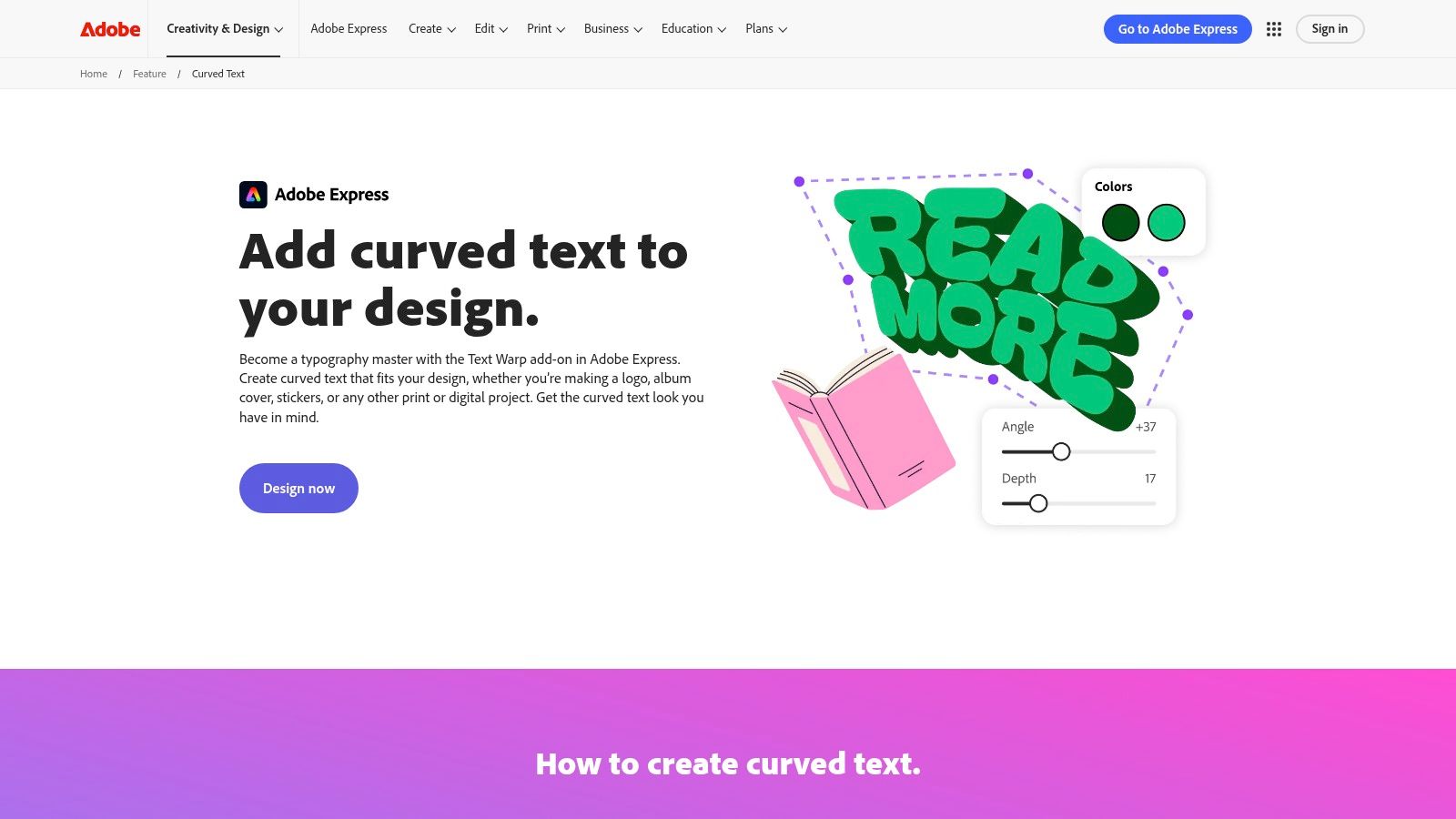 Adobe Express, Curved Text (Text Warp add‑on)