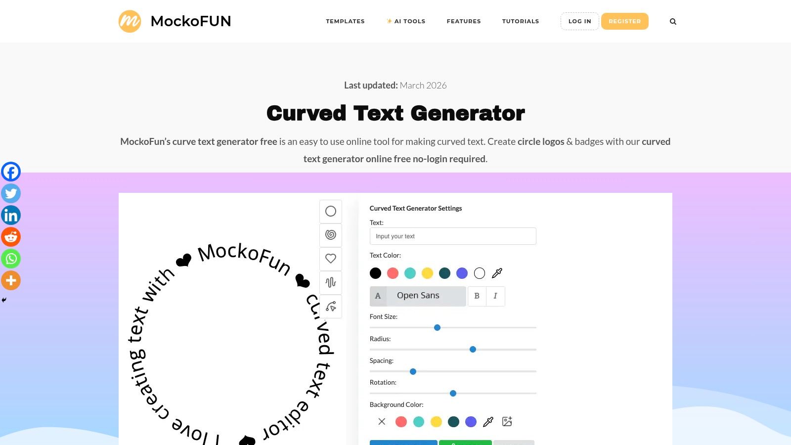 MockoFun, Curved/Spiral/Circle Text Generator