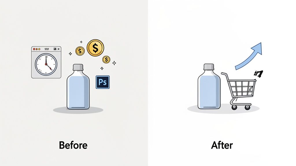 Illustrates product development from initial design, time, and cost to market success and sales growth.