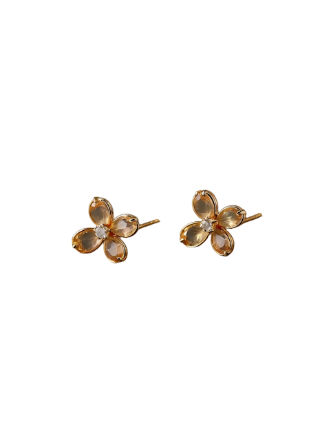 Gold earrings after AI background removal with clean transparent background preserving clasps and reflections